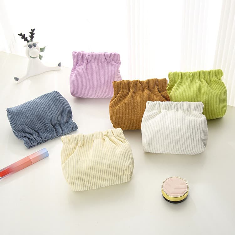 Mini Portable Corduroy Lipstick Bag Key Coin Storage Bag For Jewelry Miscellaneous Items Compact Personal Carry