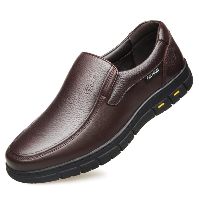 Classic New Genuine Leather Men's Shoes Soft Sole Middle-Aged and Elderly Casual Leather Shoes Anti-Slip Wear-Resistant Dad Shoes Spring and Autumn Trendy