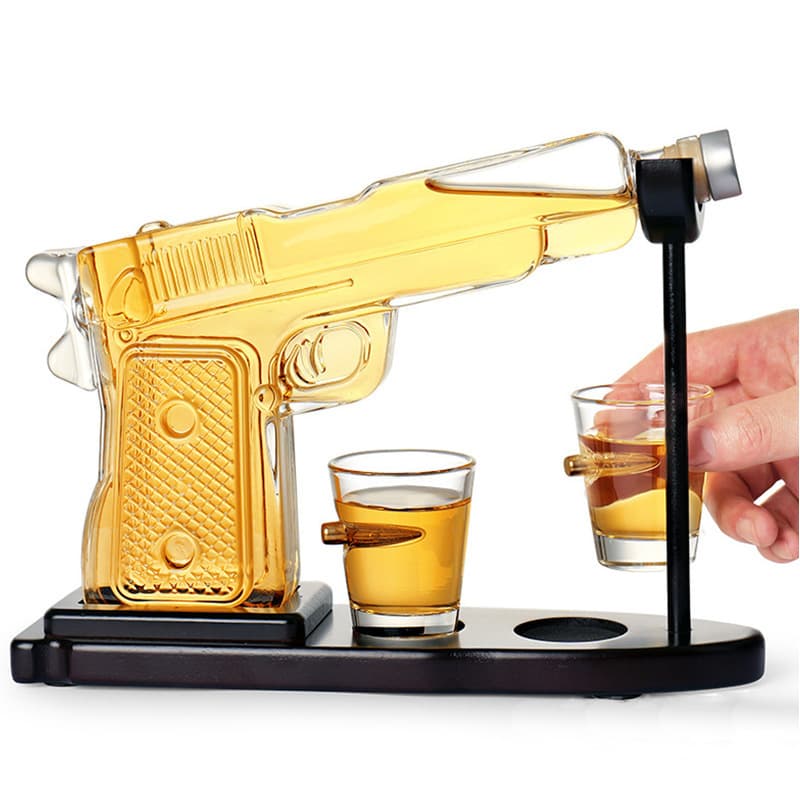 Glass Pistol Decanter Glass Craft Wine Bottle Whiskey Vodka Pourer Desert Eagle Pistol Decanter Set