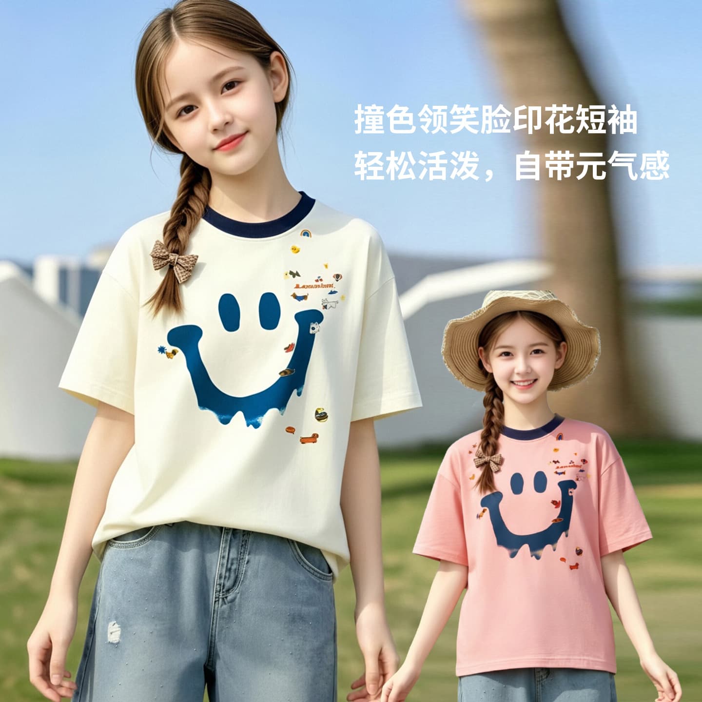 Girls' Short-Sleeve T-Shirt 2026 New Summer Fashion Casual Loose Korean-Style Top for Older Girls