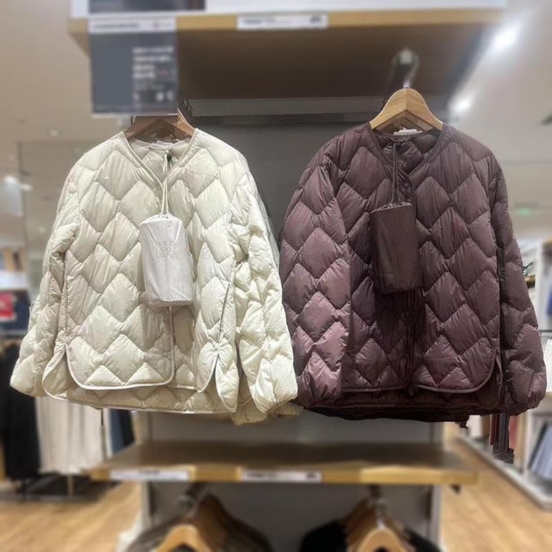 Autumn/Winter Lightweight Down Vest V-Neck Casual Short Thin Down Jacket Women's Coat 55