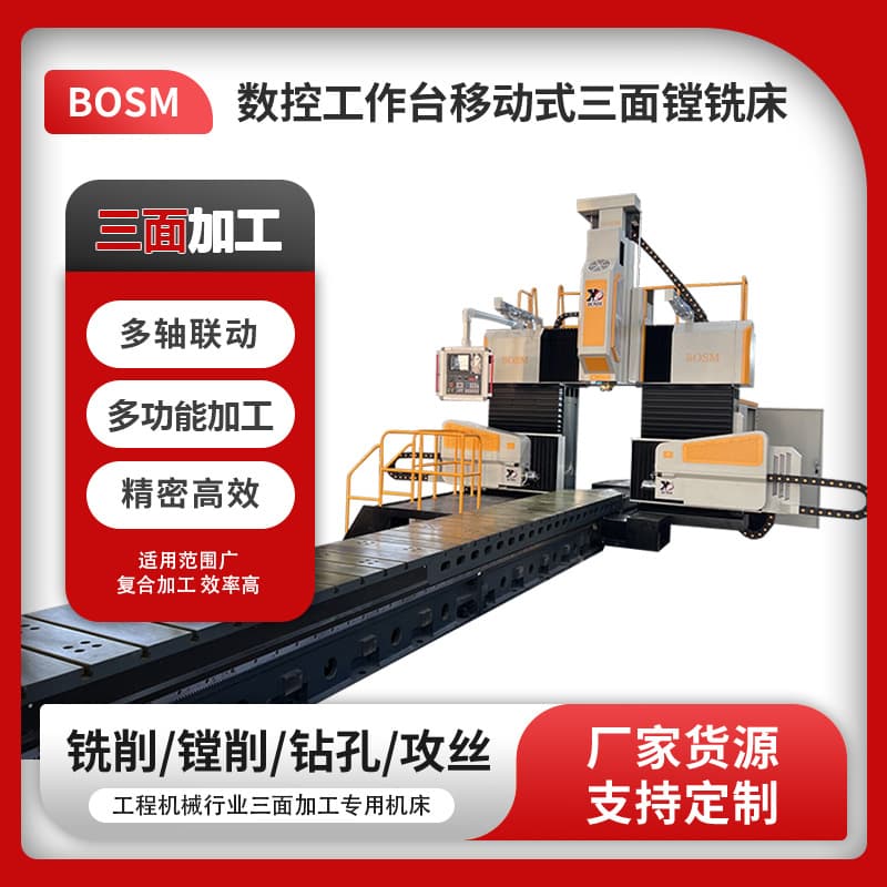 BOSM-8 Meter Large Gantry-Type Composite CNC Three-Side Boring and Milling Machining Center, Vertical and Horizontal Dual-Use Three-Side Processing