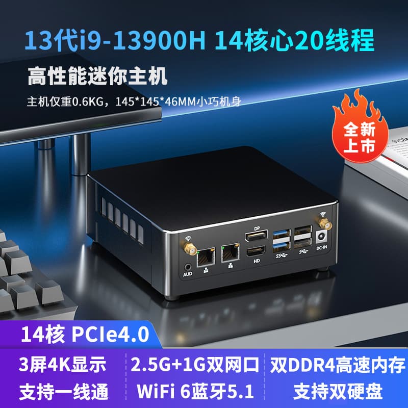 Mini PC with 13th Gen Intel Core, Industrial Control, Dual NIC, High-End Embedded Desktop