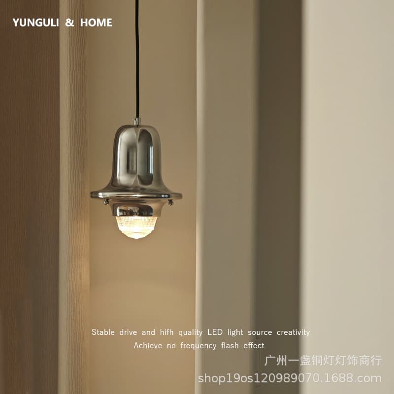 Nordic Postmodern Creative Glass Bedside Pendant Light for Bedroom, Art Restaurant Bar Designer Single-Head Pendant Light