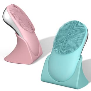 Heated Massage Cleansing Device, Electric Silicone Face Wash Brush, Ultrasonic Waterproof Facial Pore Cleaner (Level 7)