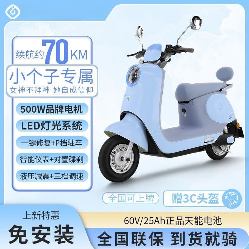 Compact Two-Wheel Electric Scooter for Women - Mina Electric Motorcycle, Small Body Design for Spring Travel