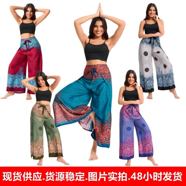 C002 new butterfly pants cross-border bohemian casual loose rayon culottes European and American pants Thai style summer