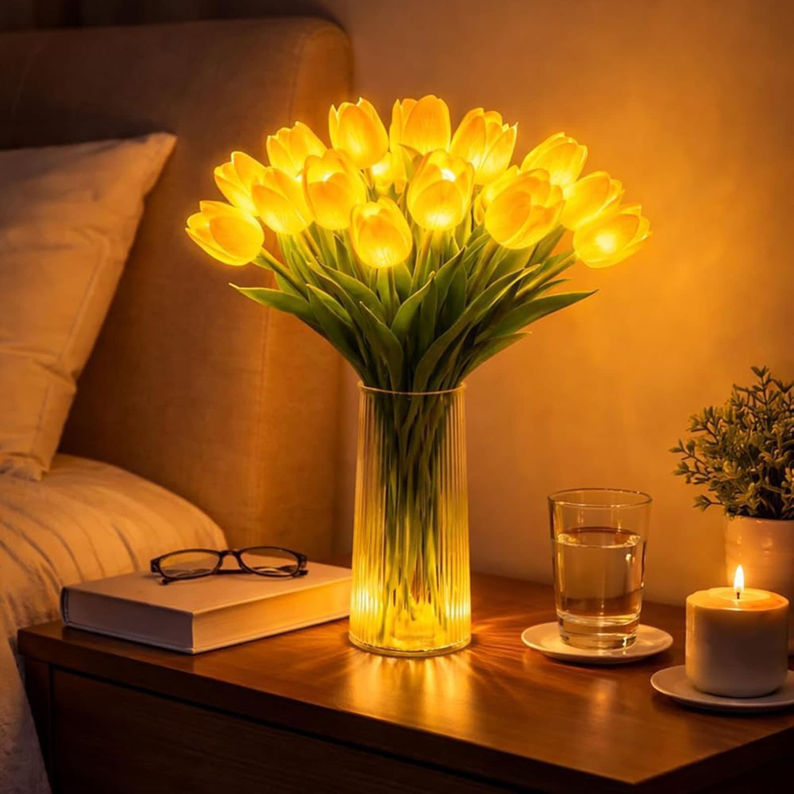 Tulip night light, hand held flower, luminous bouquet, mixed color matching, home decoration ornaments, photo taking, fake flowers for Valentine's Day