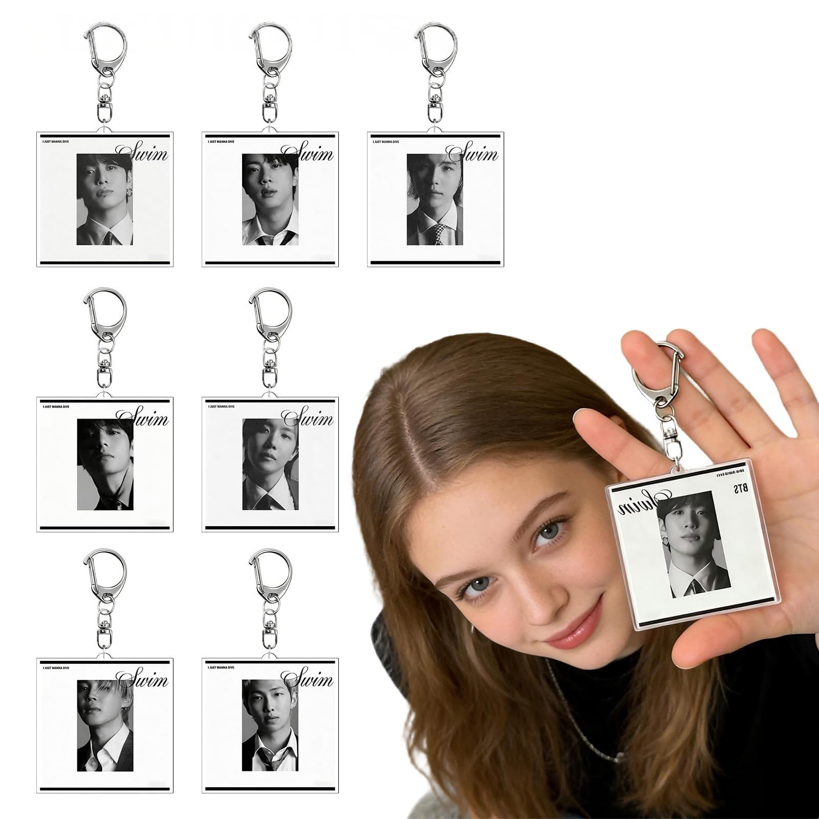 Cross-border BTS-themed acrylic keychain, Korean-style trendy backpack key decoration