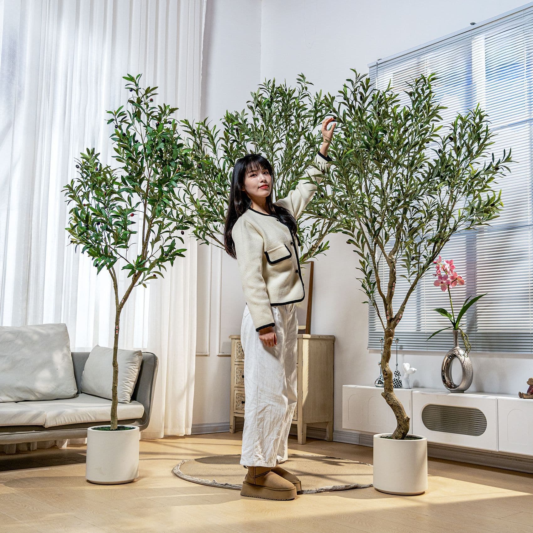 High-end Artificial Olive Tree Faux Greenery Ornament Indoor Fake Tree Landscaping Outdoor Bionic Plant Decoration Artificial Tree Potted