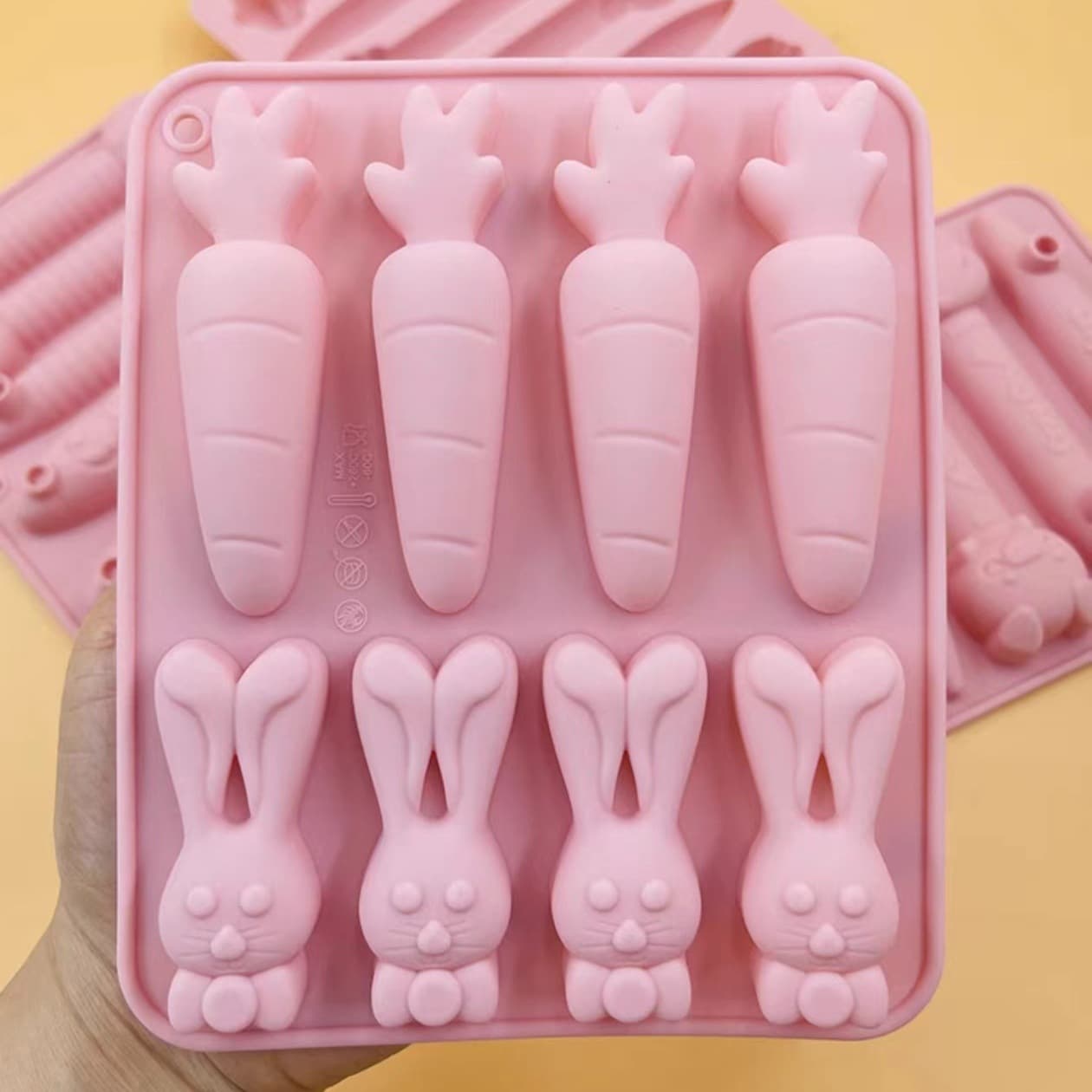 8 Even Carrot Rabbit Shape Baking Silicone Mold Easter Ice Cream Drop Glue Cake Mold Wax Bottle Sugar Mold