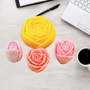 Tulip Rose Scented Candle Silicone Mold DIY Flower Bud Plaster Home Cake Baking Decoration Mold