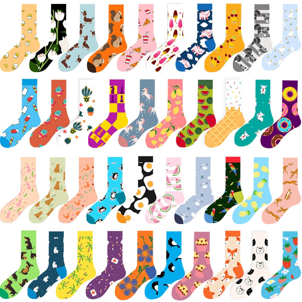 Amazon Autumn/Winter New Women's Animal Mid-Calf Socks, Fruit Men's Socks, Cute Trendy Socks, Food Socks, Funny Long Socks