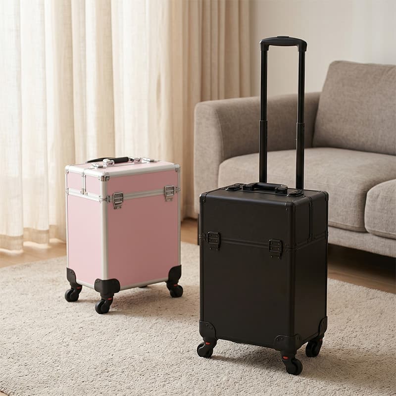 Large Capacity Trolley Makeup Case Professional Makeup Artist Storage Box with Wheels for Nail Art, Tattoo, and Hair Styling Tool Organizer