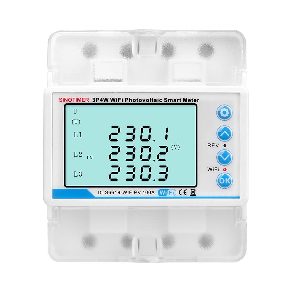 Three-Phase Smart WiFi Two-Way Meter Power Over-Voltage Under-Current Overload Phase Failure Delay Motor Protection Energy Meter