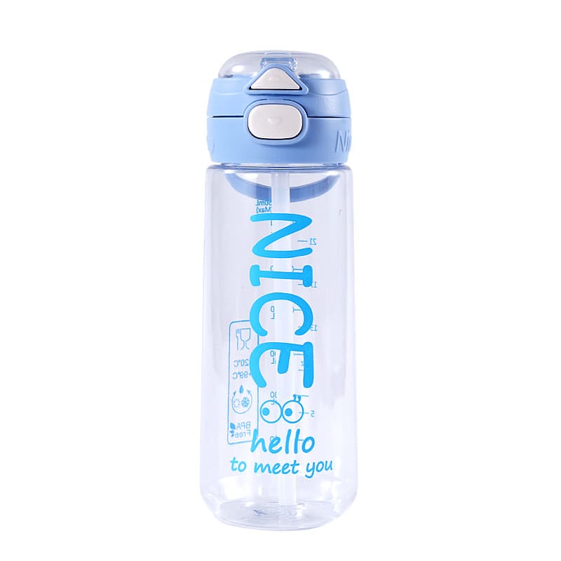 Stylish Student Straw Water Bottle, Durable Portable Handle Plastic Cup, Dual-Drink Kids Cup, Food-Grade School Cup