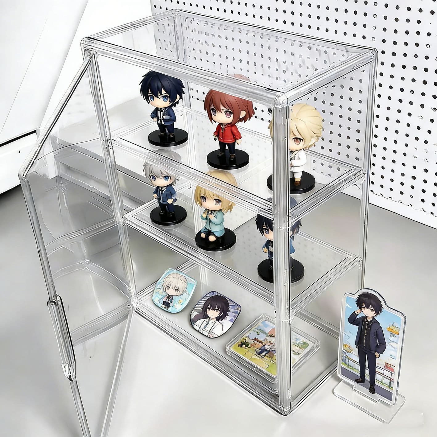 Desktop Storage Organizer Display Case Multi-layer Plastic Dustproof for Figures, Badges, Blind Boxes, Large Capacity Cabinet