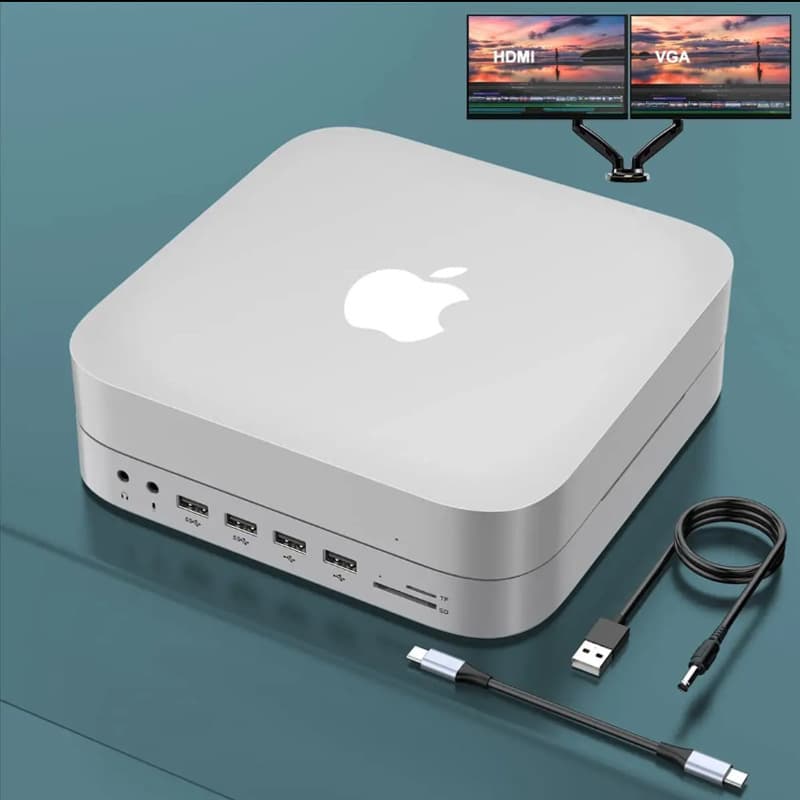 HDMI Audio SD/TF Card Reader DC Power Mac Mini Expansion Dock USB HUB with Built-in Removable Hard Drive Enclosure