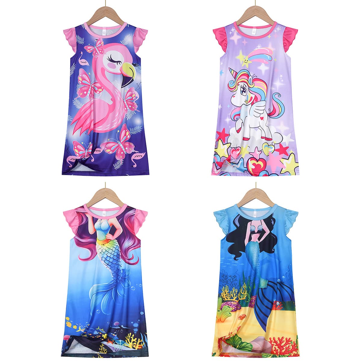 [Flame Retardant] Girls' Homewear High-Definition Digital Print Sleepwear Loose Cartoon Cross-Border Factory Wholesale
