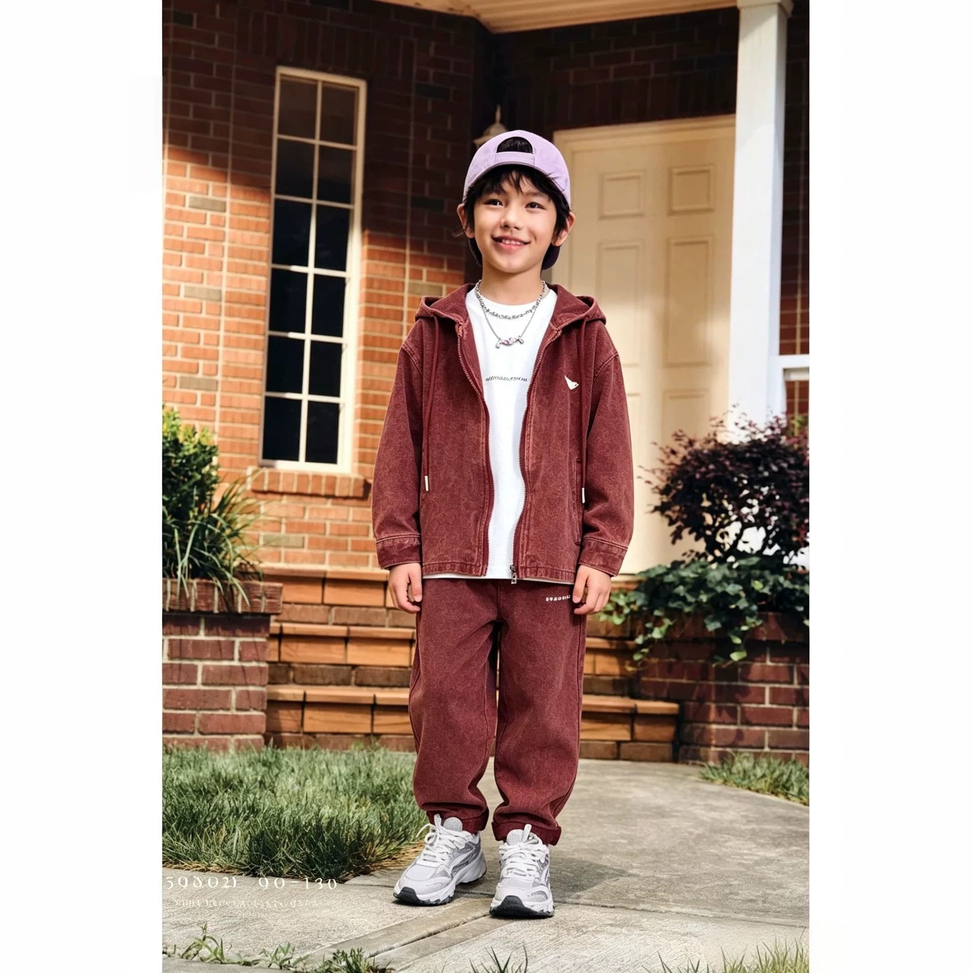 kidset2pcs boys and girls 2026 middle and large children autumn fried salt craft cotton long-sleeved children's hooded two-piece set