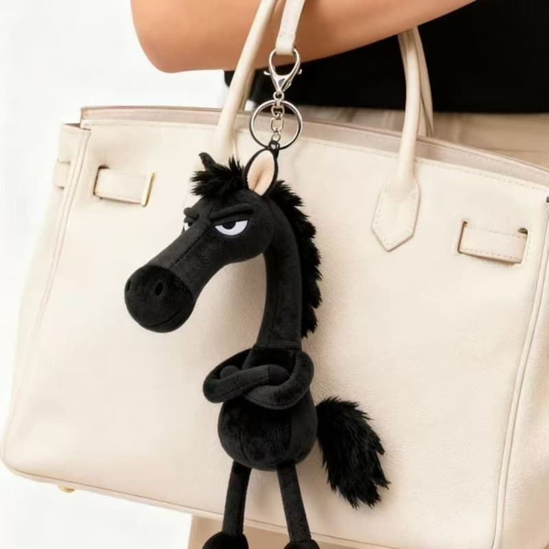 Chosen Black Horse Year Mascot Plush Toy Bag Charm Keychain Gift for Boyfriend Girlfriend