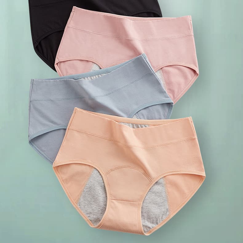 Cotton High Waist Period Underwear Anti-Leak Menstrual Panties Side Leak Protection Period Panties