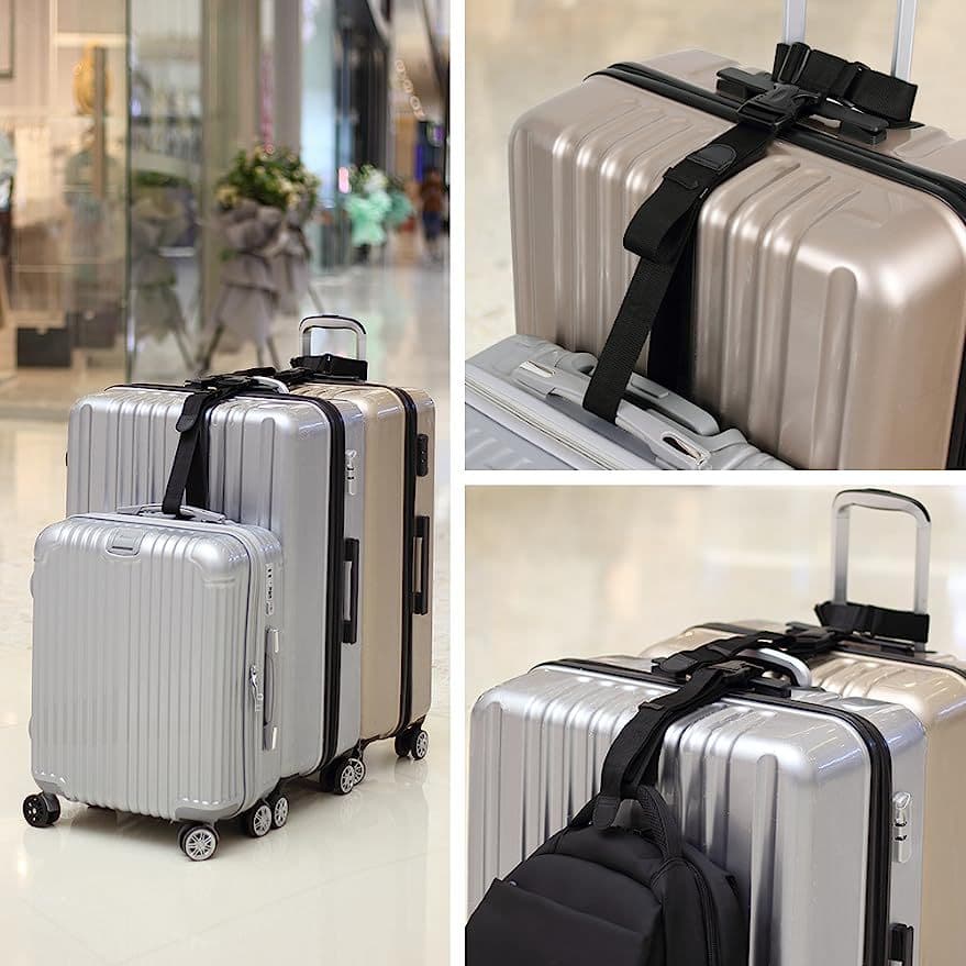 Luggage connector strap add-on suitcase belt, adjustable luggage connecting rope strap packing belt