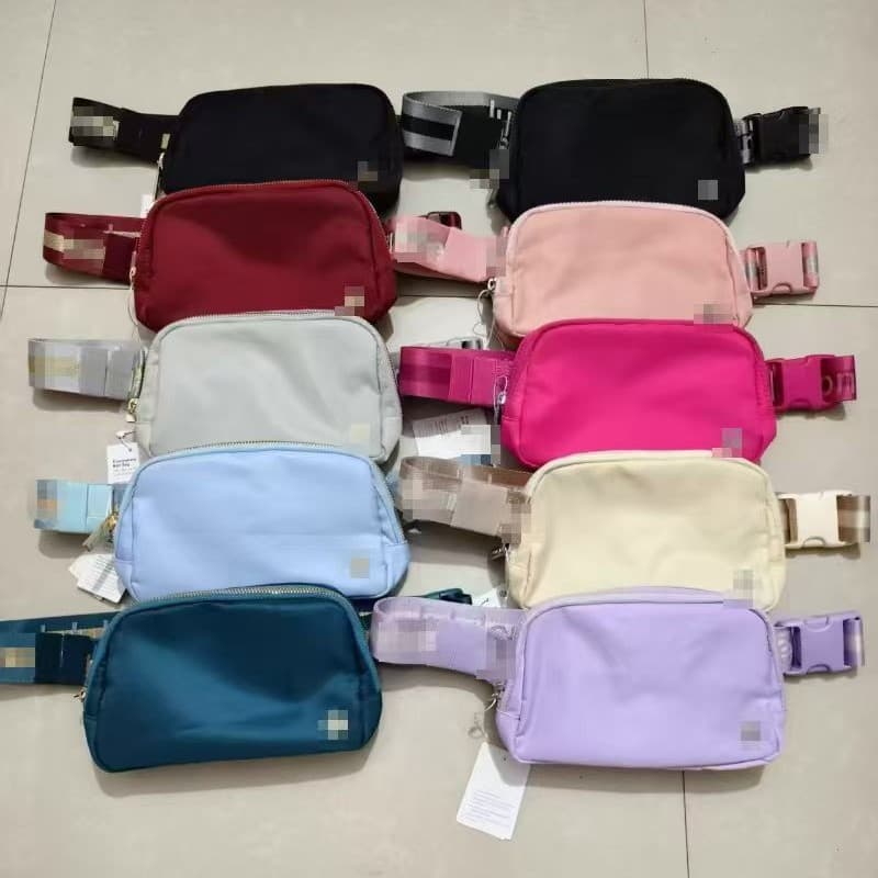 Jacquard 1L sports waist bag with metal label, multifunctional waist bag, outdoor running waist bag, mobile phone storage slant bag
