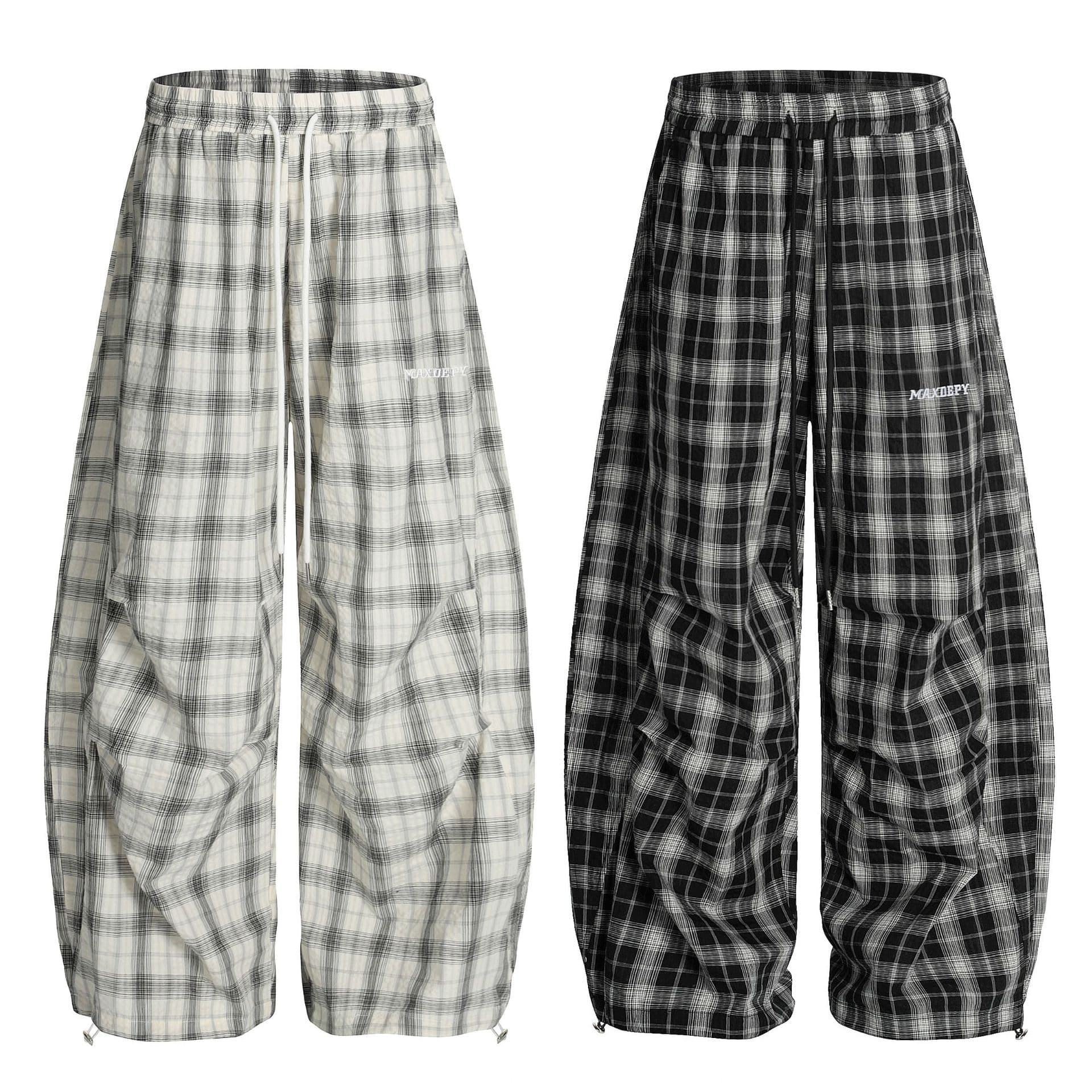 Grid Thin Style Men's and Women's Casual Pants Summer New Loose Straight Wide-Leg Long Pants with Drape and Sun Protection Trend