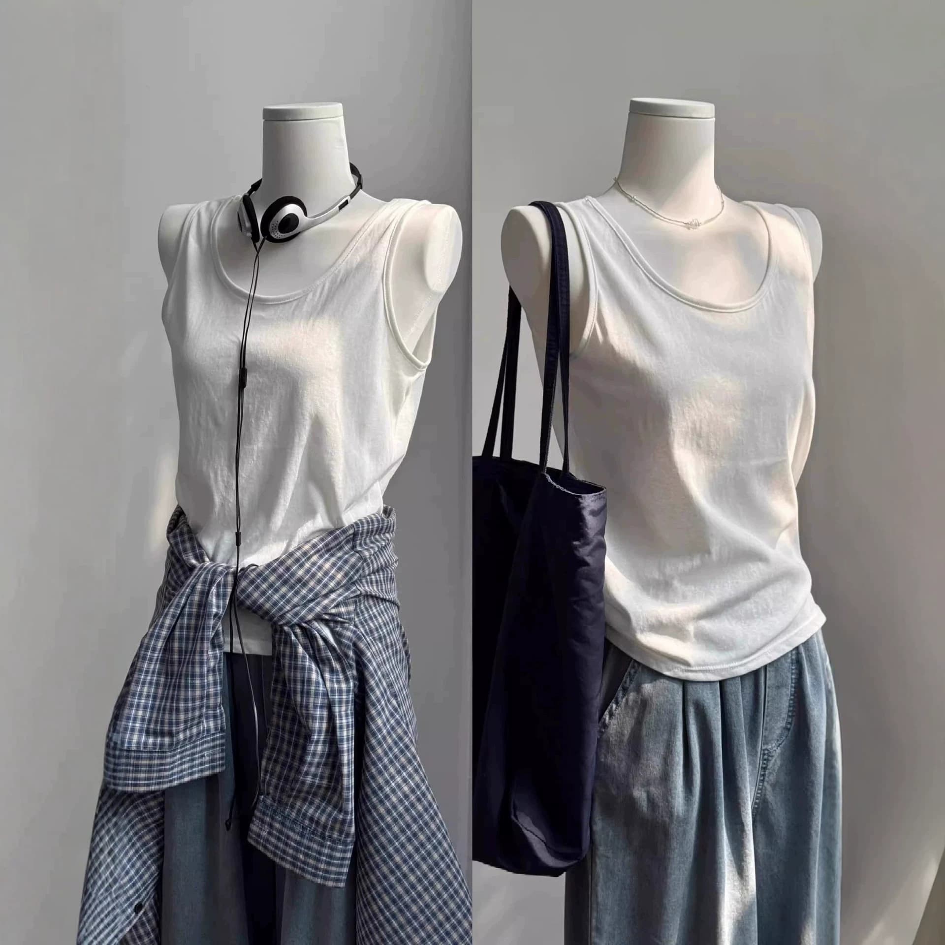 New Summer Sleeveless T-Shirt for Women, Loose Plus Size Solid Color Vest, Inner Layer or Outerwear, Trendy and Versatile Top for Female Students