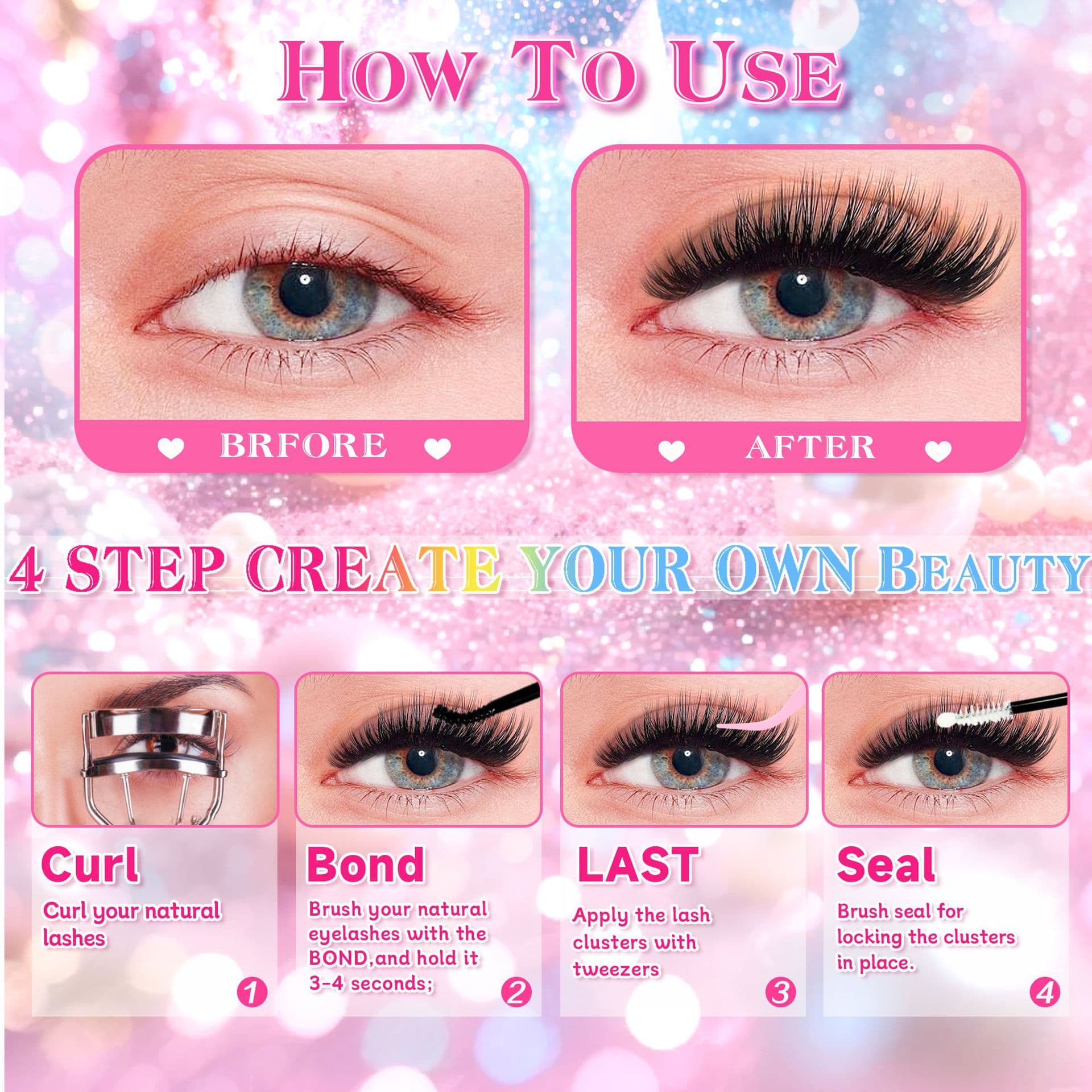 【Low Price High Volume】Cross-border Trade 304080D European and American False Eyelashes 10 Rows Thick Mixed Segment Eyelashes