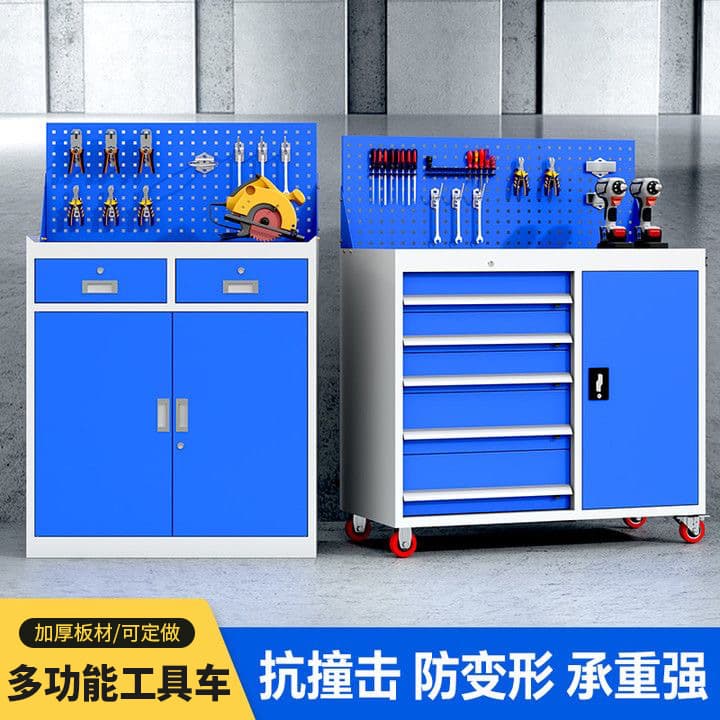 Heavy tool cabinet double door workshop parts trolley hardware storage tool cabinet mobile multi-function tool cart