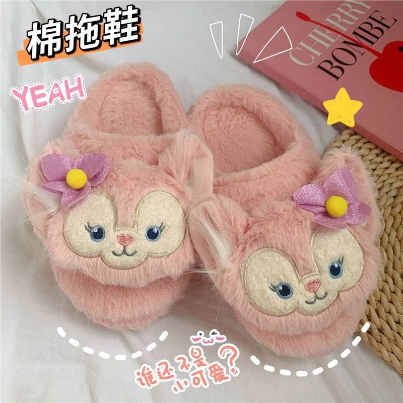 Autumn/Winter Cute Cartoon Fox Women's Cotton Slippers Girly Indoor Floor Fuzzy House Shoes