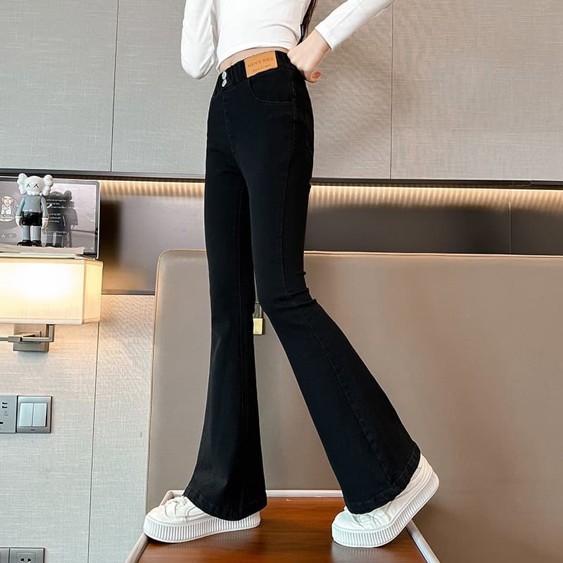 Girls Flared Pants Spring/Fall 2026 New Style, Slim Fit Denim Jeans for Older Kids and Students