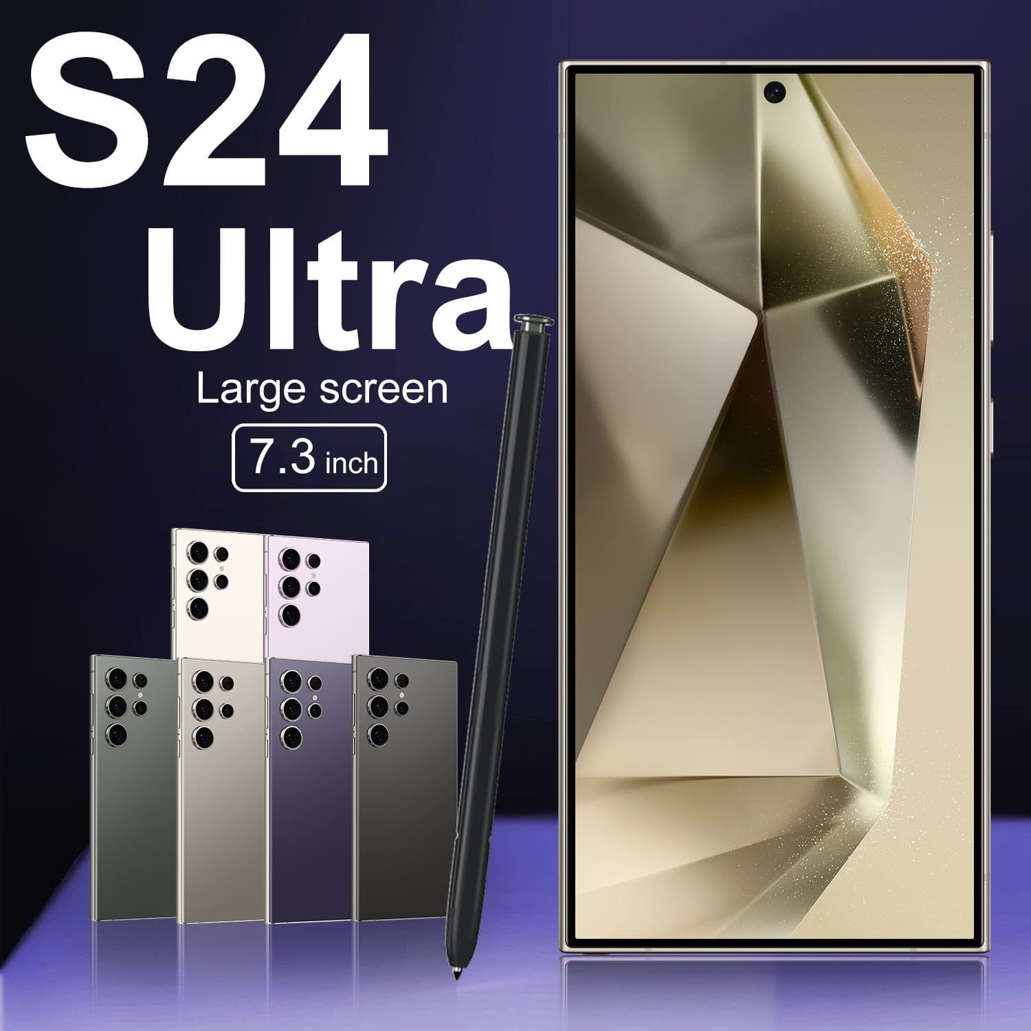 Miqoo S24 Ultra 4G Android Phone with Built-in Pen 7.3 Inch Large Screen 1300 Octa-core Processor Dual SIM Card Support