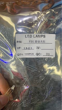 3mm red standard green foggy common anode LED, 1000 pcs per pack