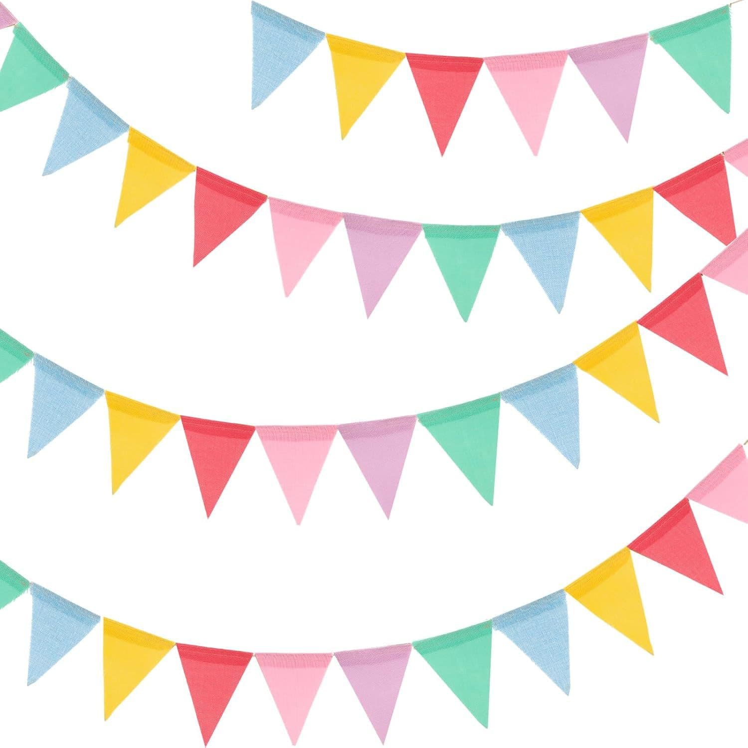 Cross-border spot birthday banners, colorful imitation linen pennants, wedding party decorations, DIY garlands, banners, and pennants.