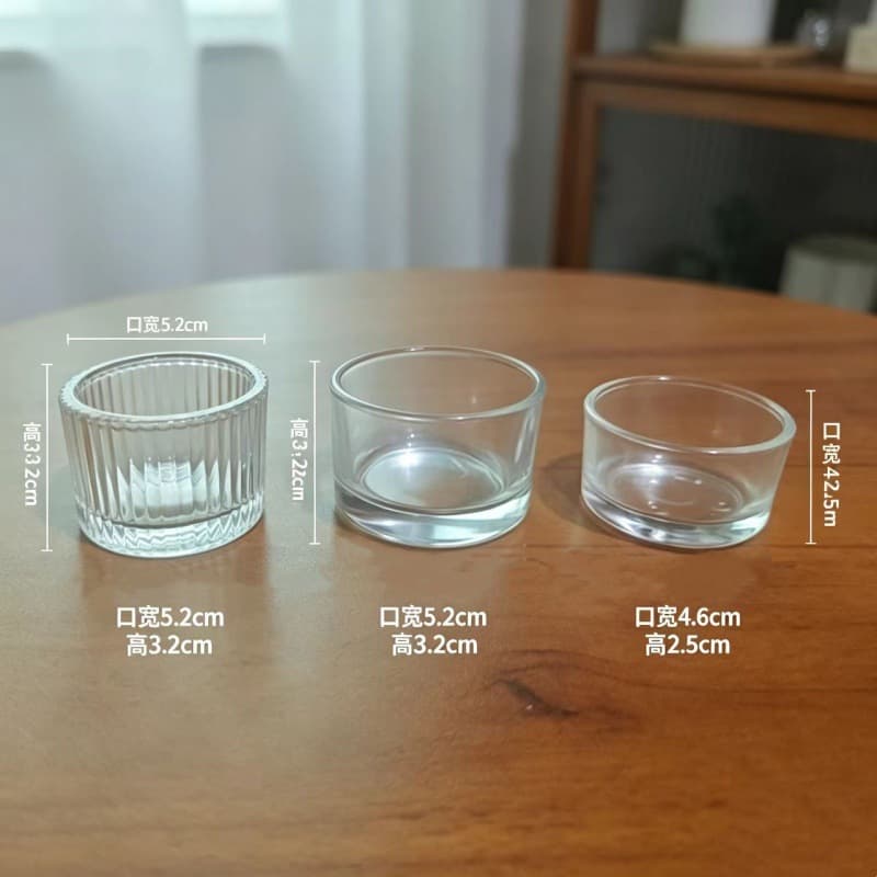 Factory Direct Supply Transparent Glass Small Candle Cup No.12, No.3 Cup Transparent Four-Point Candle Glass Tea Light Cup