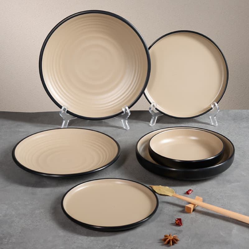 Melamine Plate Commercial Hot Pot Round Dish Plate Plastic Buffet Restaurant Plate Imitation Porcelain Tableware Wholesale Fast Food Rice Plate