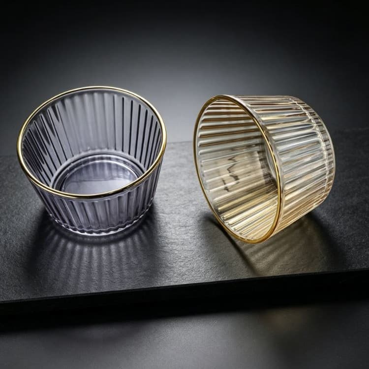 High-end ins style vertical pattern dessert glass bowl breakfast bowl fruit salad cereal bowl ice cream bowl dessert bowl