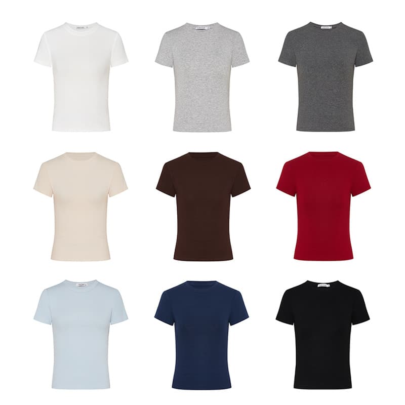 Cross-border Moses Southeast Asia Waist-Hugging Fitted T-Shirt White Short Sleeve Women's Slim Fit Crop Top Base Layer