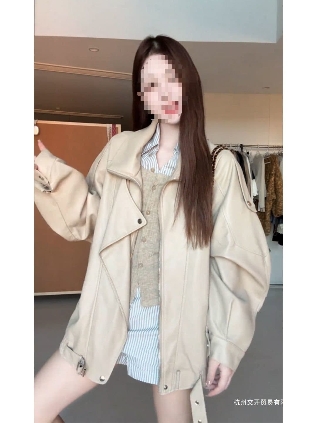 2025 Autumn/Winter New American-Style Sexy Loose Leather Jacket/Coat for Women, Niche Casual Versatile Jacket/Top