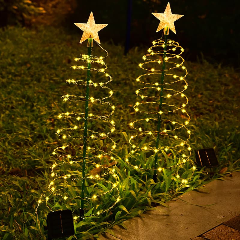 Cross-border Solar Christmas Tree Light Strings Outdoor Waterproof LED Star Lights Courtyard Garden Decoration Festival Landscape Lamps
