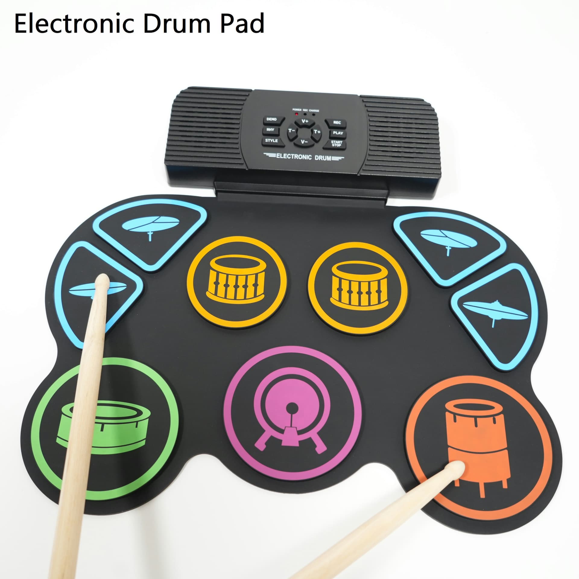 Factory Custom Portable Electronic Drum Set, Simple Version for Elementary Students, Game Drum Roll, Storage Soft Rubber Electronic Drum Kit