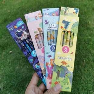Children's Wooden Pencils 6-Pack HBYOYO804 Boxed Writing Lead Kindergarten Stationery Small Gift for Whole Class