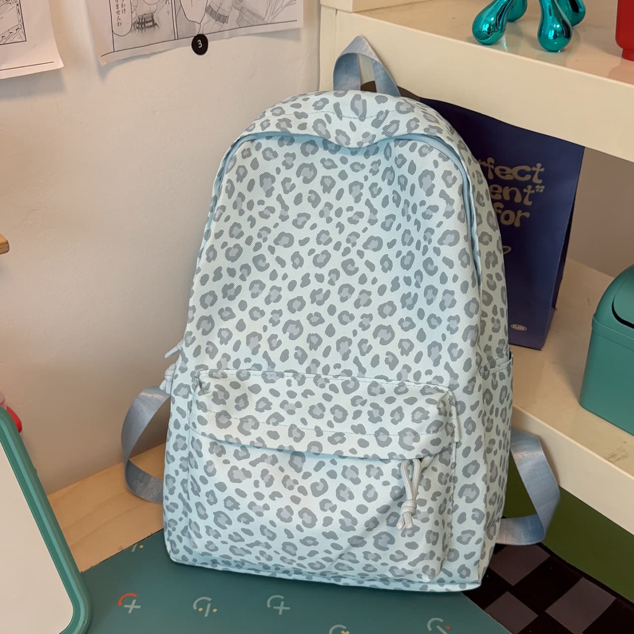 Korean Style Backpack for Women, Versatile College Student School Bag, Leopard Casual Backpack, Computer Niche Design Middle School