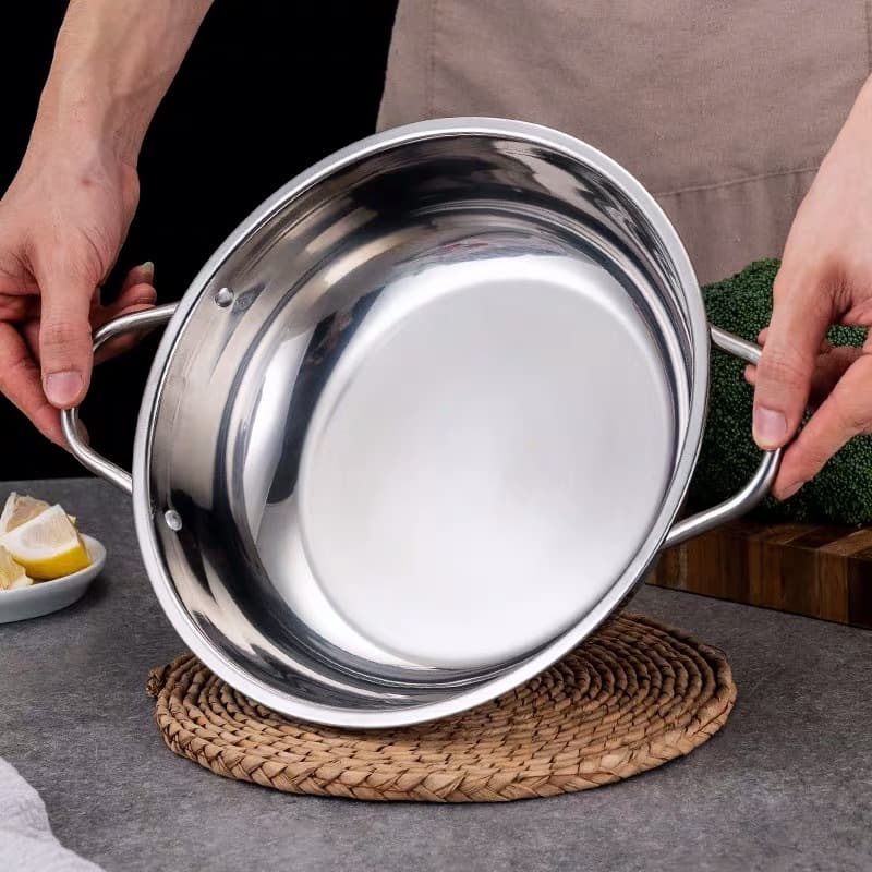 Clear Soup Pot, Stainless Steel Induction Cooker Specific Thickened Shabu Pot, Little Lamb Hot Pot Basin, Home and Commercial Use Double-Ear Hot Pot