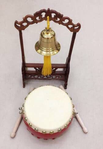 Bell and Drum Ensemble Ornament, Chinese Drum, Tang Drum, Copper Bell, Copper Bell, Living Room Office Hotel Decoration Craft