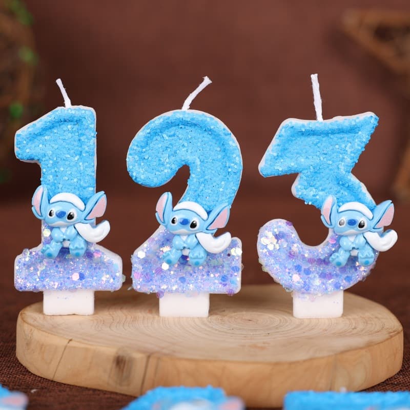Cross-Border Amazon Cartoon Digital Birthday Candle One-Year-Old Cute Stitch Birthday Handmade DIY Cake Candle