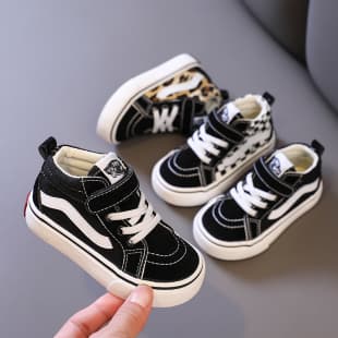 2025 Spring Autumn New Style Children Canvas Shoes Boys High Top Sneakers Girls Casual Shoes Middle Small Baby Cloth Shoes Trendy